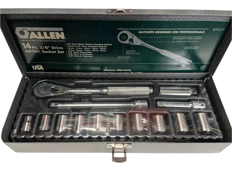 14-Piece 3/8-Inch Drive Metric Quick-Release Allen Socket Kit (Model 19117) 1
