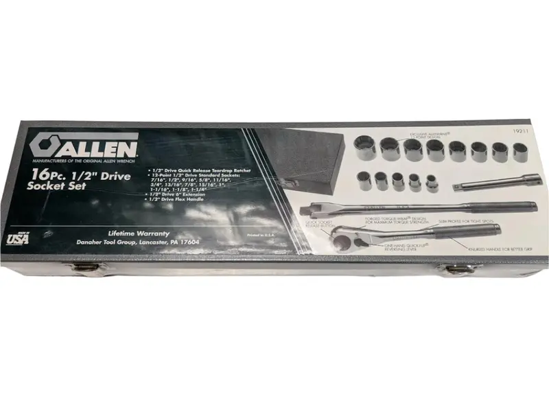 16-Piece 1/2-Inch Drive Quick-Release Allen Socket Collection (Model 19211) 1