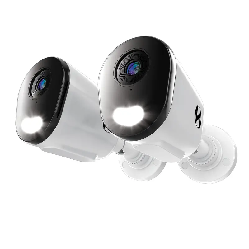 2-Pack Add-On Wired Ip 4K Deterrence Cameras With 2-Way Audio – White 1