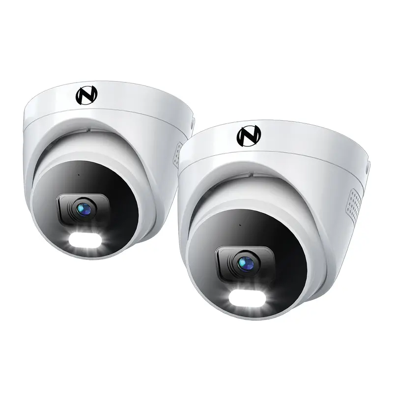 2-Pack Add-On Wired Ip 4K Dome Deterrence Cameras With 2-Way Audio – White 1