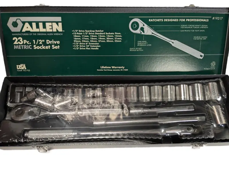 23-Piece 1/2-Inch Drive Metric Quick-Release Allen Socket Kit (Model 19217) 1