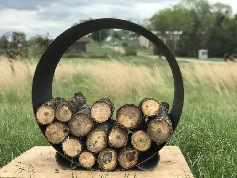 38-Inch Round Orbit Steel Log Rack For Outdoor Fire Pits 1