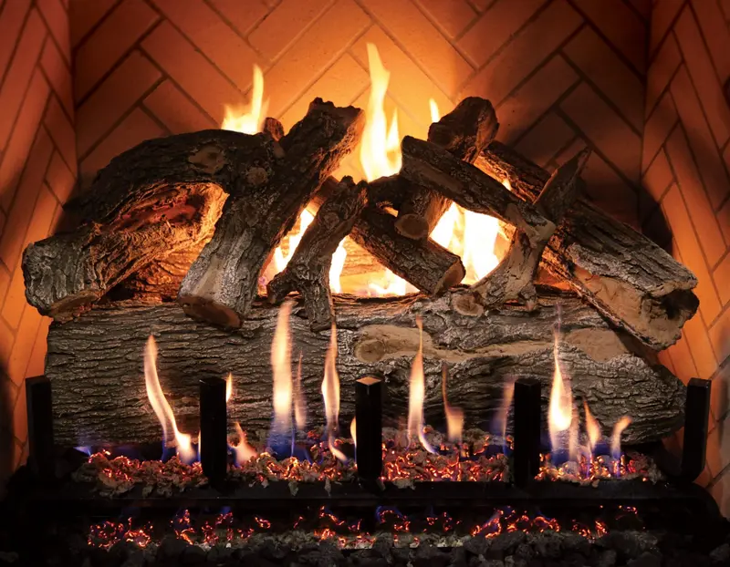 60-Inch See-Through Jumbo Gas Log Set – Arizona Weathered Oak Style 1