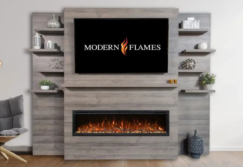 Allwood Media Main Wall Kit For Modern Flames Orion Slim 60" Virtual Electric Fireplace 1