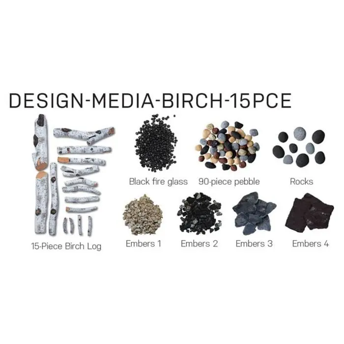 Amantii 15-Piece Birch Log Set With Deluxe Media Kit – Design-Media-Birch-15Pce 1