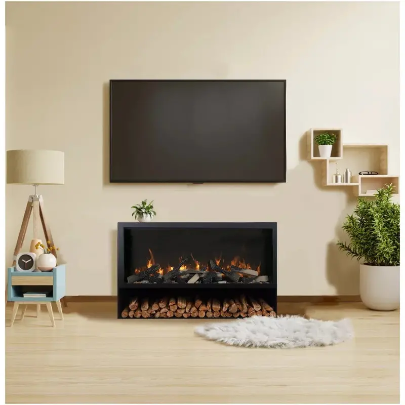 Amantii Trd-30-Blk-Pds 30-Inch Minimalist Black Pedestal Fireplace Stand 1