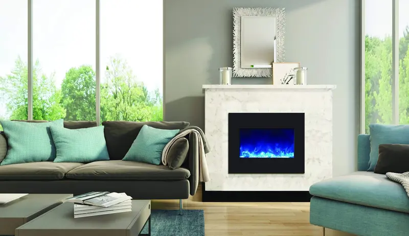 Amantii Zero-Clearance 26-Inch Electric Fireplace With 29" X 23" Black Glass Frame 1