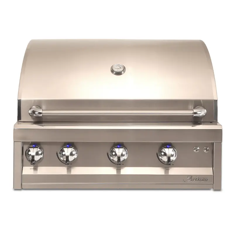 Artisan 32-Inch Built-In Gas Grill – 3-Burner Commercial Style With Rotisserie & Hood-Mounted Light 1