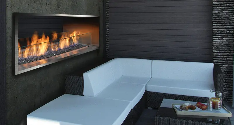 Barbara Jean Collection 36-Inch See-Through Outdoor Linear Gas Fireplace 1