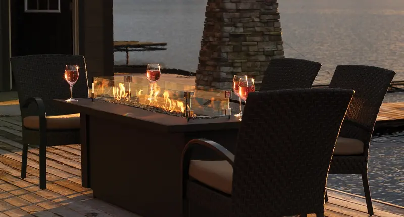 Barbara Jean Collection 48-Inch Outdoor Linear Gas Fire Table 1