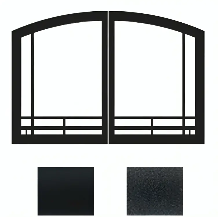 Breckenridge Deluxe 42-Inch Mission Arch Fireplace Door Set In Hammered Pewter – Empire White Mountain Hearth Vbr42Smhp 1