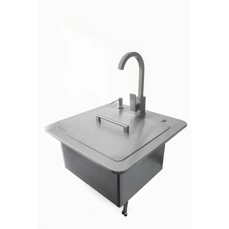 Coyote 21-Inch Outdoor Kitchen Sink With Faucet, Drain, And Soap Dispenser 1