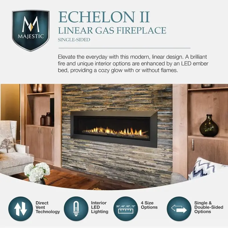 Echelon Ii 36-Inch Direct-Vent Gas Fireplace – Majestic Echel36In-C 1