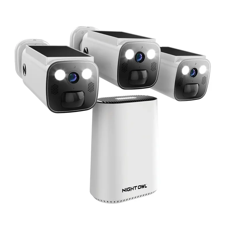 Expandable Wi-Fi Security Hub (64Gb Microsd) With 3 Solar-Powered 2K Deterrence Cameras 1