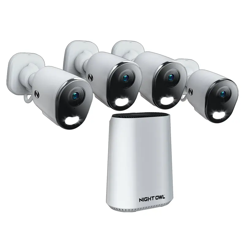 Expandable Wi-Fi Security Hub (64Gb Microsd) With 4 Plug-In 2K Deterrence Cameras 1