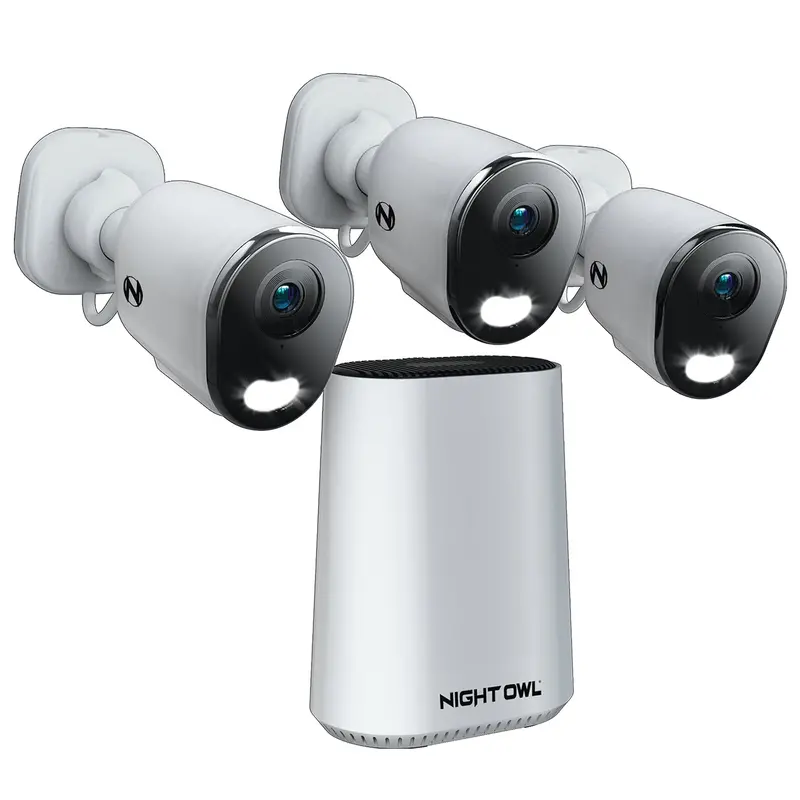 Expandable Wi-Fi Security Hub Kit With 64Gb Microsd Card And Three Plug-In 2K Deterrence Cameras 1
