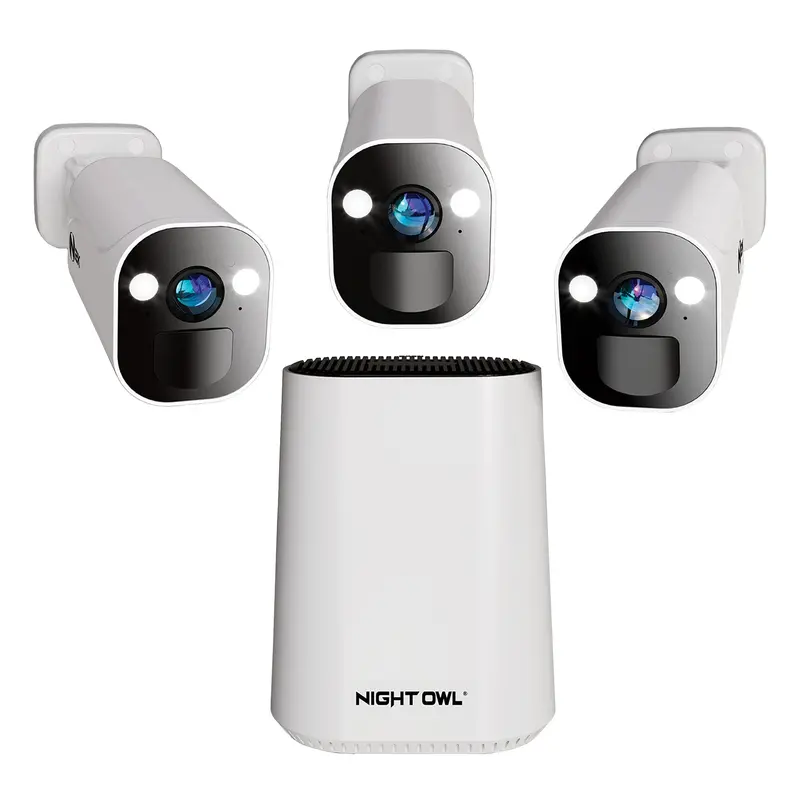 Expandable Wi-Fi Security Hub Kit With 64Gb Microsd Card And Three Wireless 2K Deterrence Cameras 1