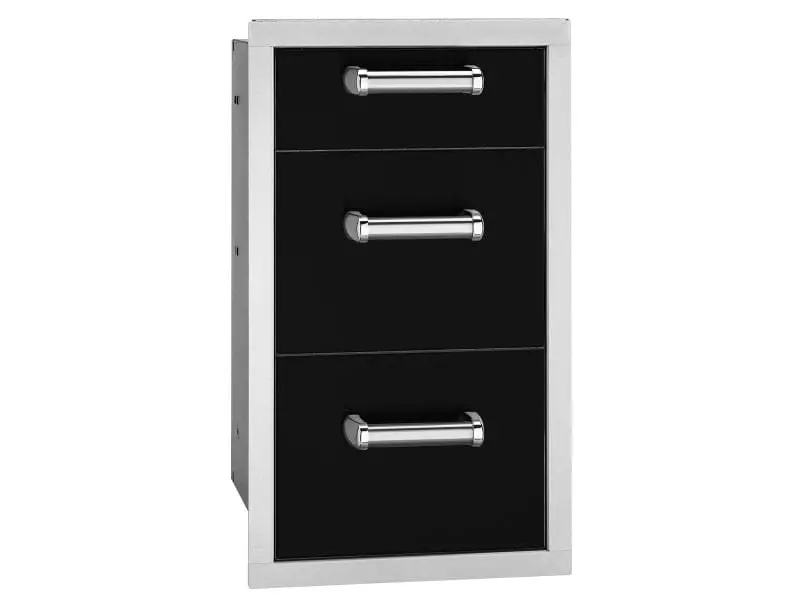 Fire Magic Echelon Flush 14-Inch Black Triple-Compartment Access Drawer 1