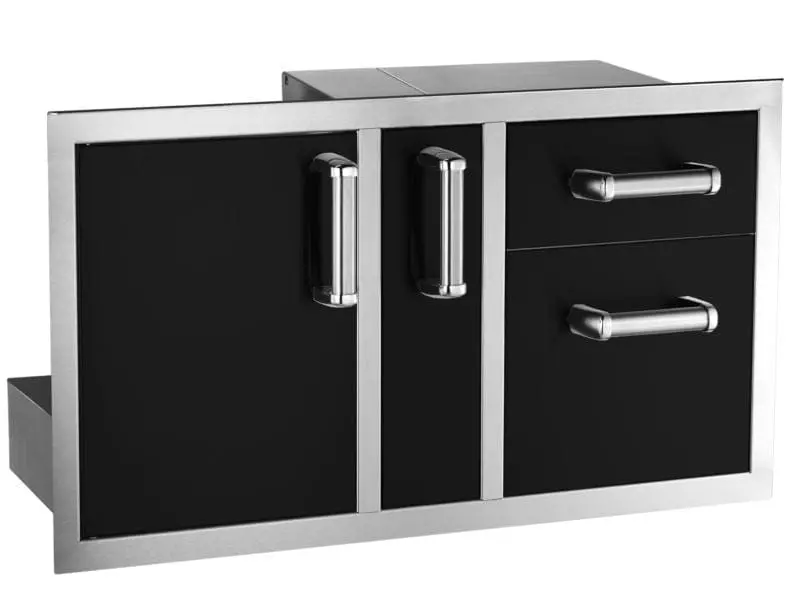 Fire Magic Echelon Flush 36-Inch Black Access Door With Platter Shelf And Dual Drawers 1