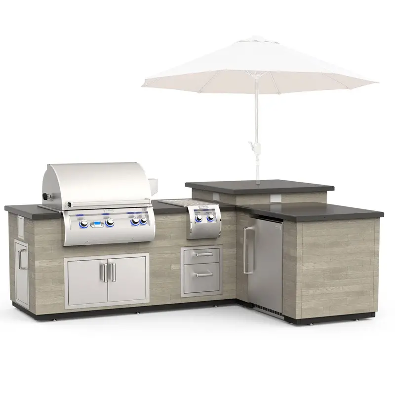 Fire Magic Il660-For-116Ba L-Shaped French Barrel Oak Island With Fridge Cutout 1