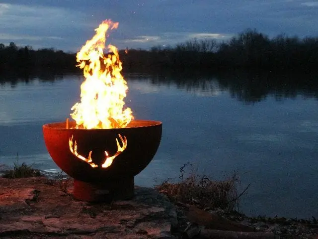 Fire Pit Art Antlers 36-Inch Electric Fire Pit – Penta24 Frame, 200K Btu Aweis System With Antler Motif 1