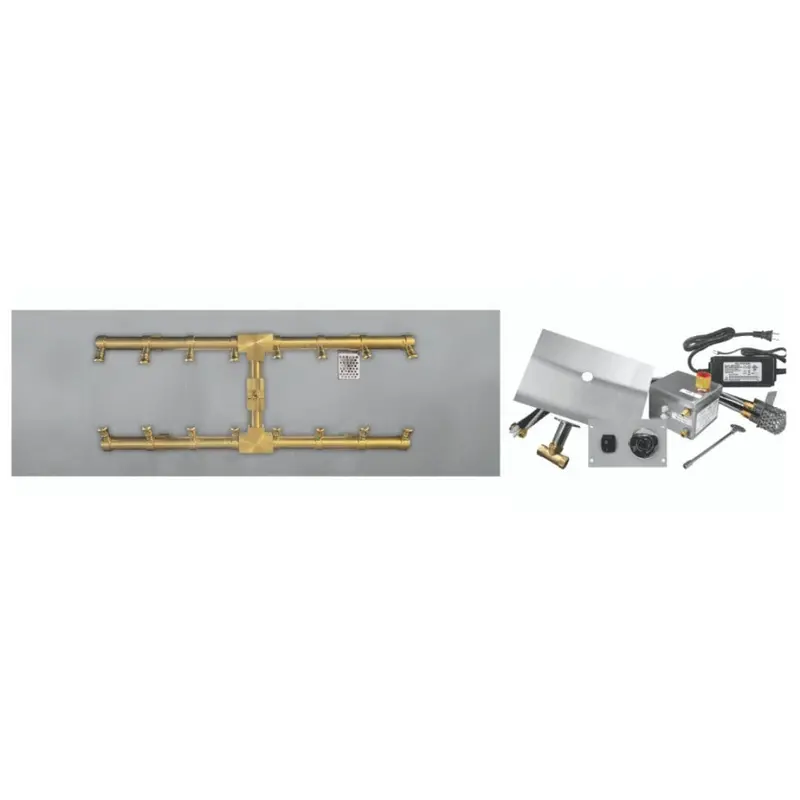 Firegear 36-Inch Flat Pan Pro Series Brass H-Burner Assembly 1