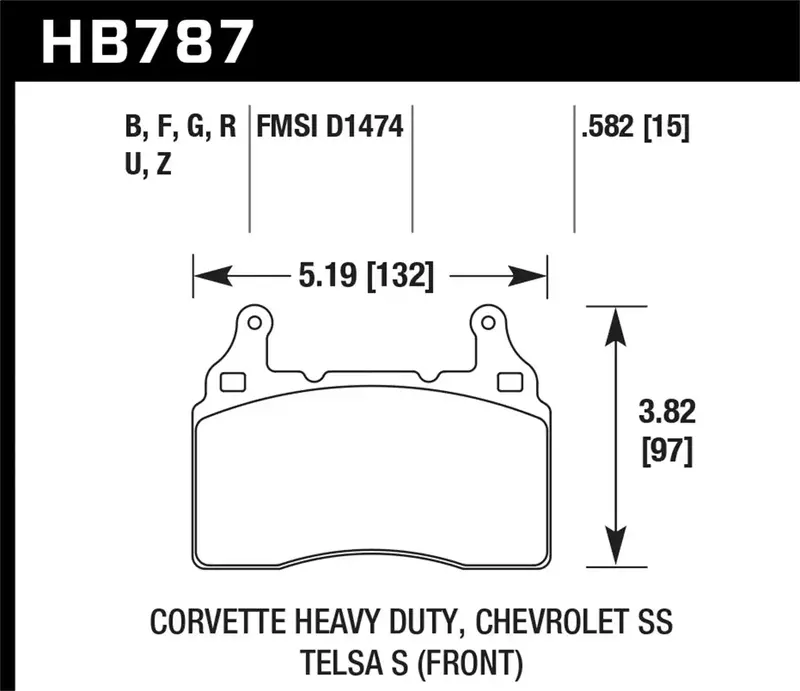 Hawk Hps Front Brake Pads – 0.582" Thickness, High-Friction Compound (Part Hb787F.582) 1