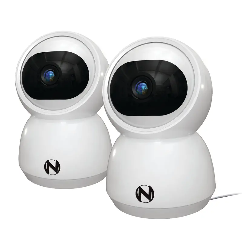 Indoor Plug-In Wi-Fi 3Mp Pan-Tilt Deterrence Camera – 2-Pack, White 1