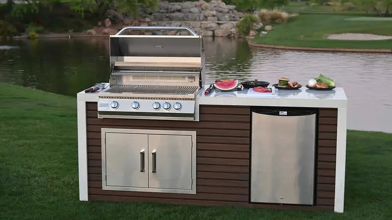 Kokomo Grill Professional Shiplap Outdoor Kitchen Island – Waterfall Edge Design 1