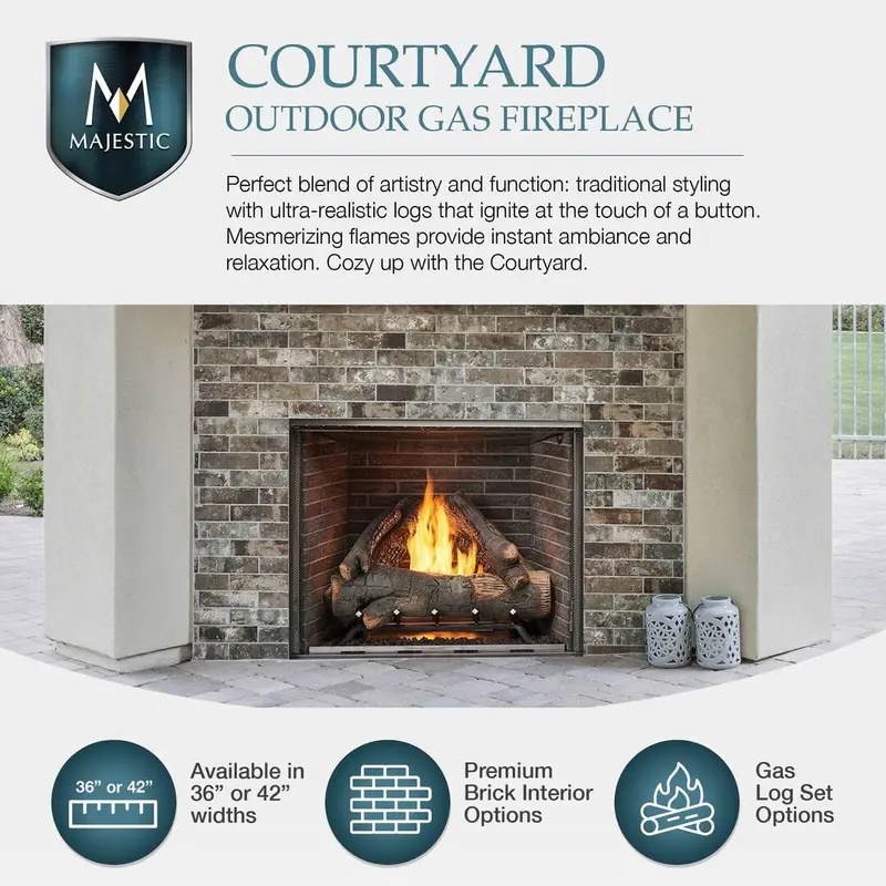 Majestic Courtyard 36" Single-Sided Outdoor Gas Fireplace (Odcoug-36) 1