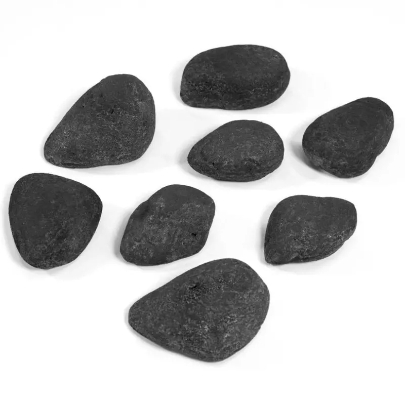 Modern Flames Black Colorado River Stone Set – 16-Piece Sleek Fire Pit Or Fireplace Accent 1
