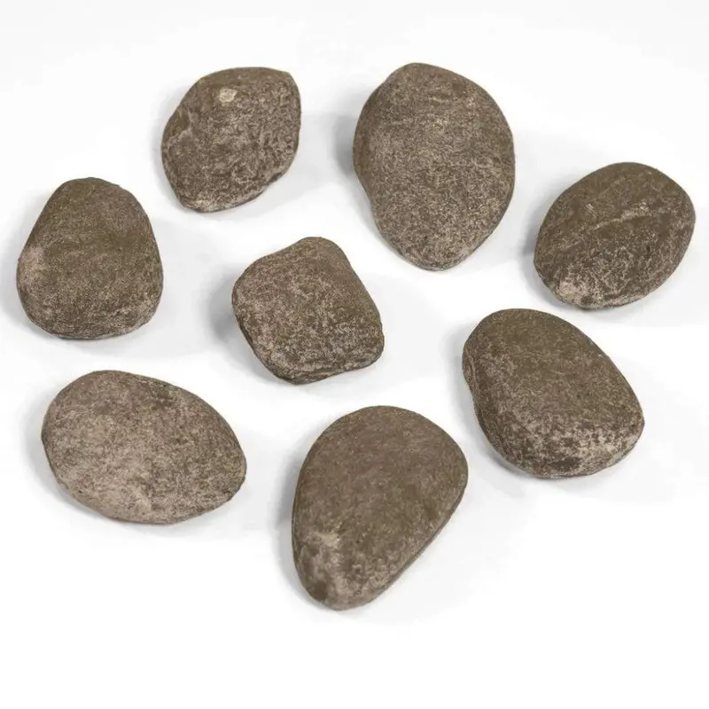 Modern Flames Grey Colorado River Stone Set – 16-Piece Neutral-Tone Fire Feature Media 1