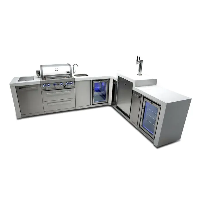 Mont Alpi Mai400 Deluxe Island Grill With Dual 90° Corners, Kegerator, Beverage Center & Fridge Cabinet 1