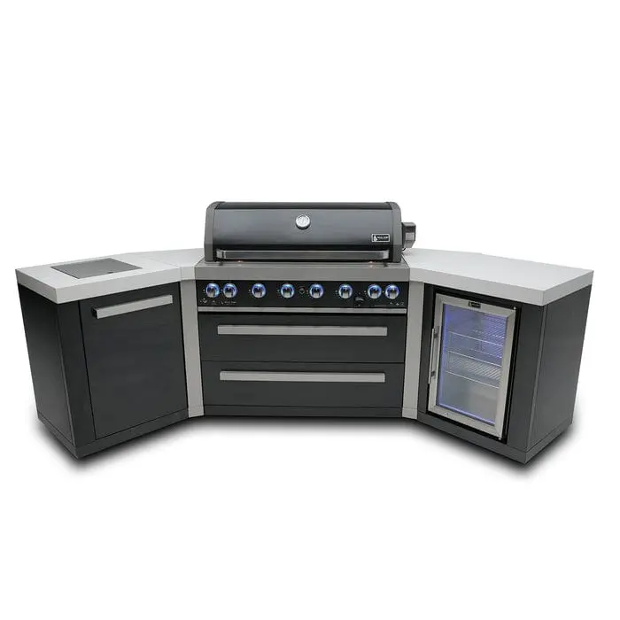 Mont Alpi Mai805-Bss45Fc Black Stainless Steel 45-Degree Angled Island Grill With Refrigerator Cabinet 1