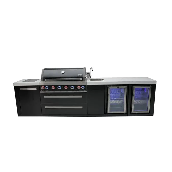 Mont Alpi Mai805-Bssbevfc Black Stainless Steel Outdoor Island Grill With Built-In Beverage Center And Refrigerator Cabinet 1