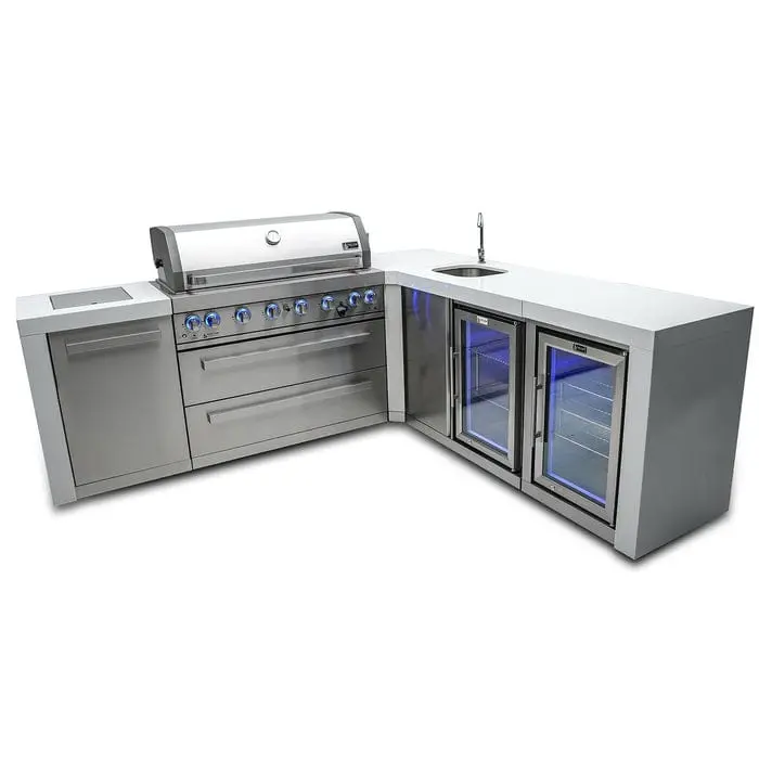 Mont Alpi Mai805-D90Bevfc 805 Series Deluxe Outdoor Island Grill – 90° Corner Layout With Beverage Center & Refrigerated Cabinet 1