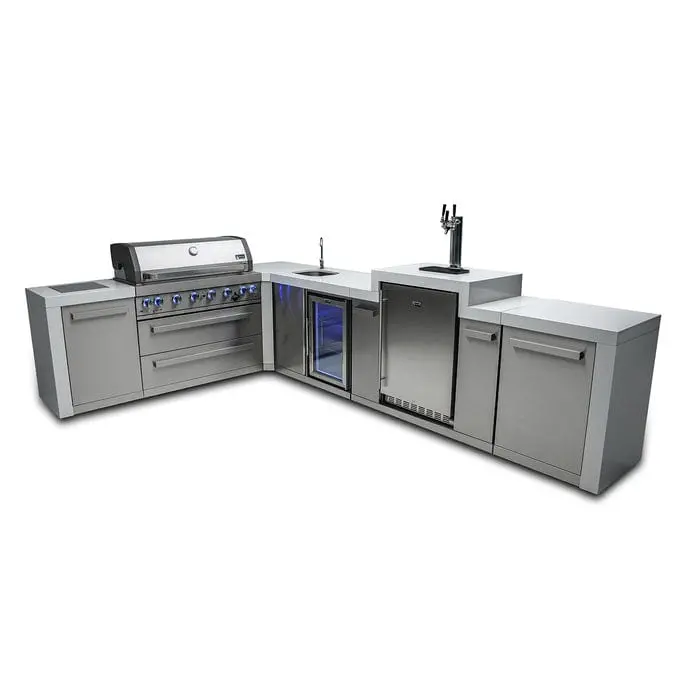 Mont Alpi Mai805-D90Kegbev 805 Series Deluxe Outdoor Island Grill – 90° Corner With Kegerator & Beverage Center 1