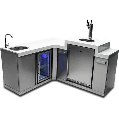 Mont Alpi Stainless Steel 90-Degree Corner Beverage Center With Kegerator & Fridge (Ma-Bev90Keg) 1
