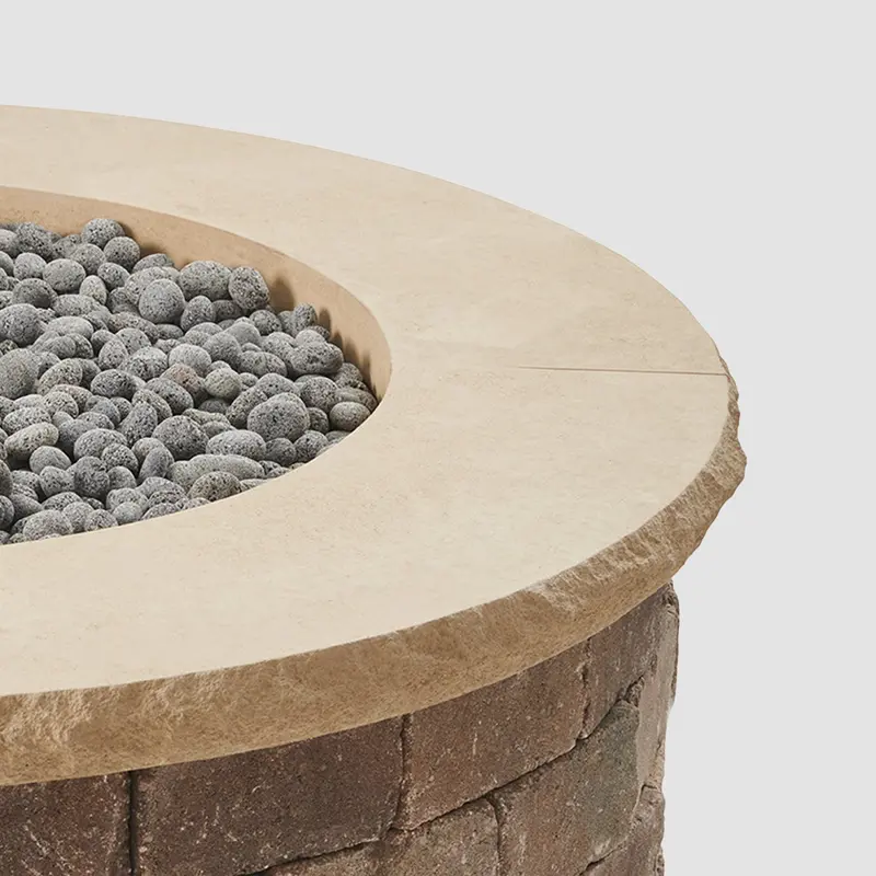 Outdoor Greatroom Concrete Top Designed For Round Bronson Block Gas Fire Pit Kits 2