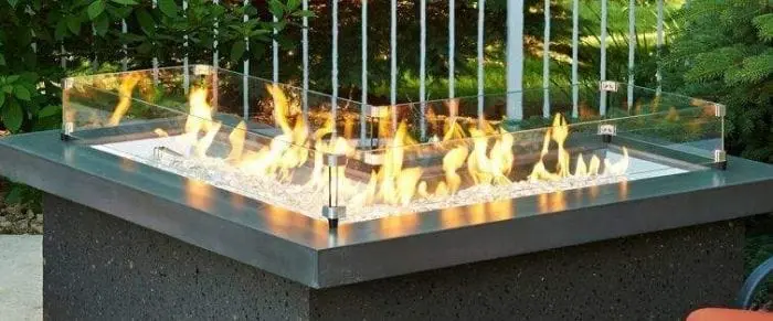 Outdoor Greatroom L-Shaped Glass Wind Guard For Cf-1242-L Burner 1