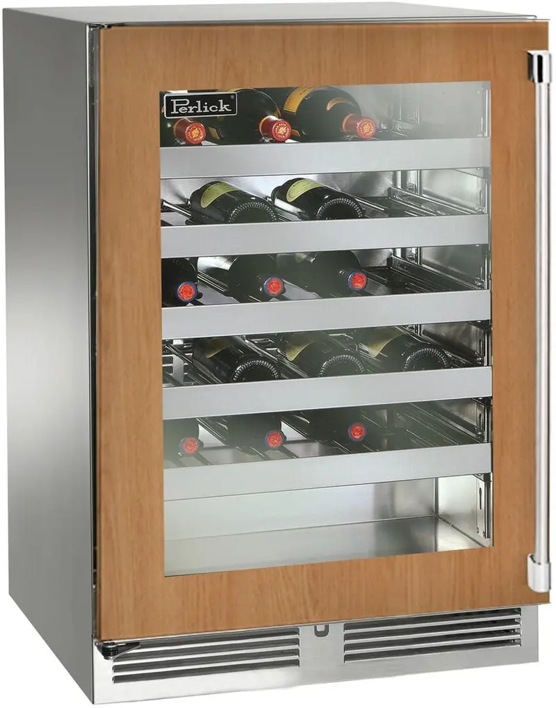 Perlick Hp24Wm-4-4 Panel-Ready 24" Single-Zone Glass-Door Wine Cooler – 45-Bottle Capacity 1