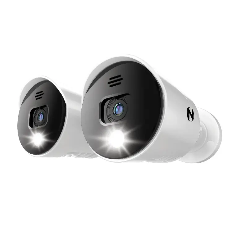 Refurbished 2-Pack Wired 1080P Spotlight Cameras – White, With Audio Alerts & Siren 1