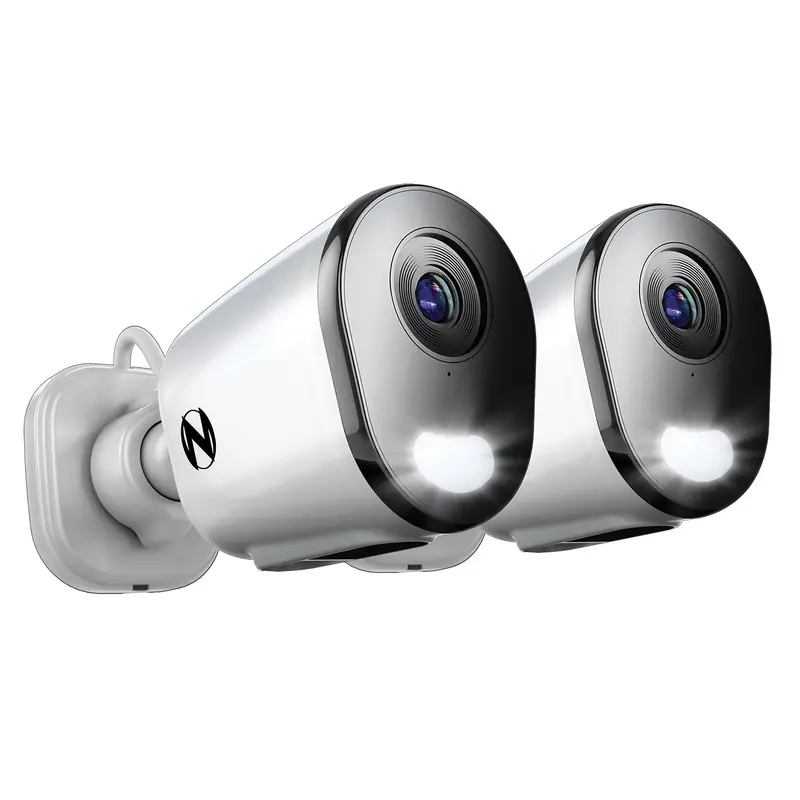 Refurbished Plug-In Wi-Fi 4K Deterrence Cameras With Two-Way Audio, Siren, And Audio Alerts – 2-Pack, White 1