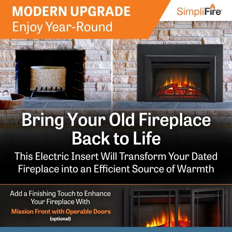 Simplifire 35-Inch Wall-Mount Electric Fireplace Insert – Sf-Ins35 1