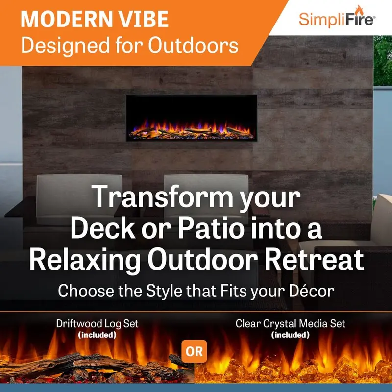 Simplifire Forum 43-Inch Electric Outdoor Fireplace – Compact Weather-Resistant Heater 1