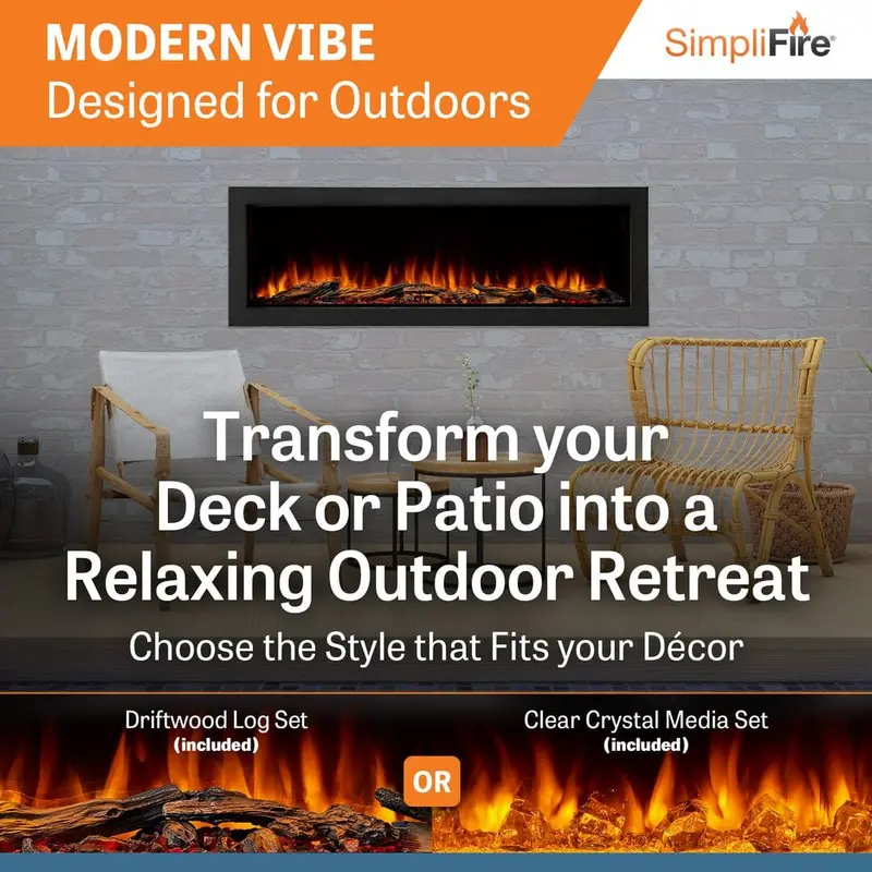 Simplifire Forum 55-Inch Electric Outdoor Fireplace – Plug-And-Play Patio Heater 1