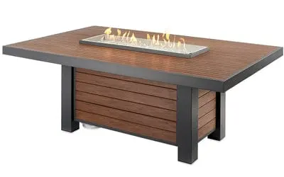 The Outdoor Greatroom Company Kenwood 42-Inch Dining-Height Linear Gas Fire Pit Table In Brown 1