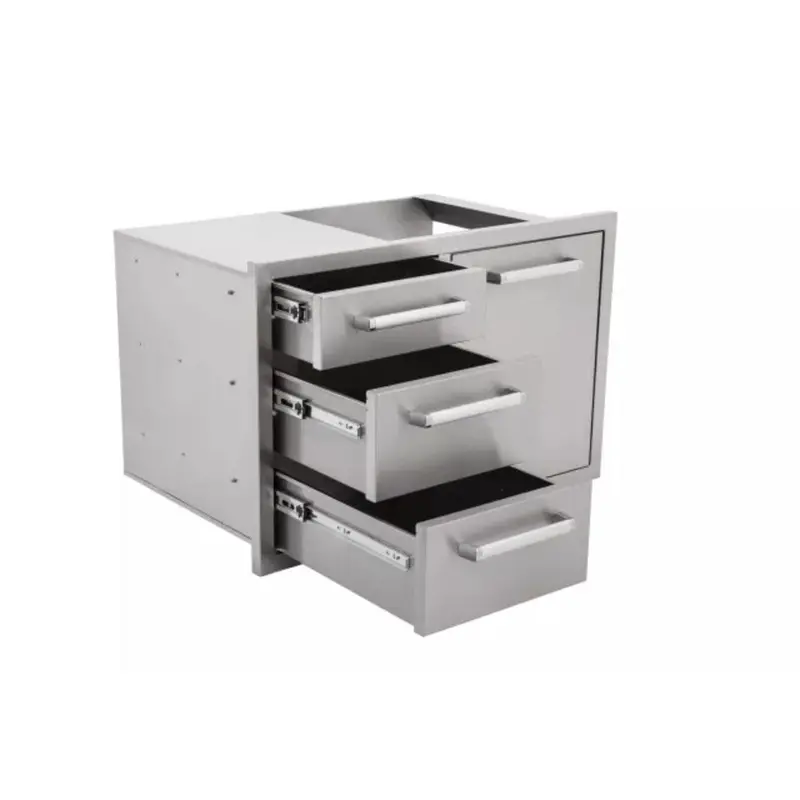 Whistler By Bonfire Outdoor 22" × 33" × 22" Triple Drawer & Trash Can Cabinet – Cbatdt 1