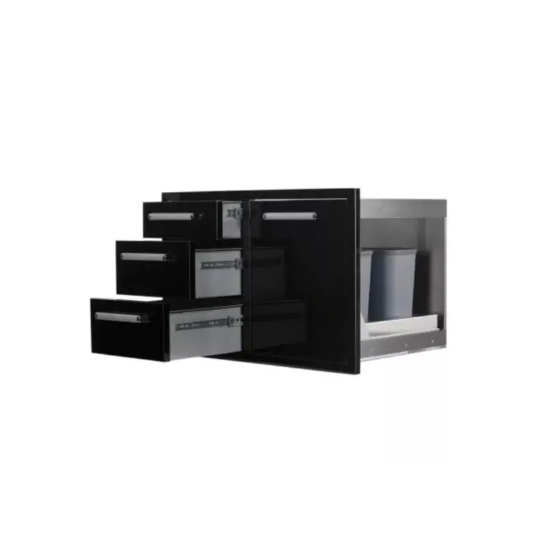 Whistler By Bonfire Outdoor Black Series Triple Drawer & Integrated Trash Can – Cbatdt-B 1
