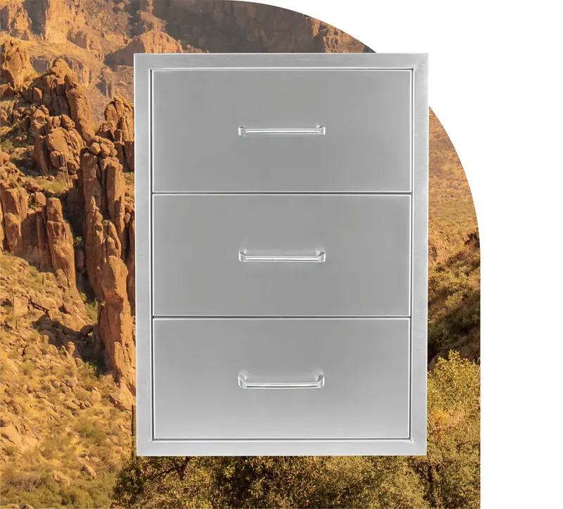 Wildfire 19 X 26-Inch Stainless Steel Triple Drawer Storage Unit 1